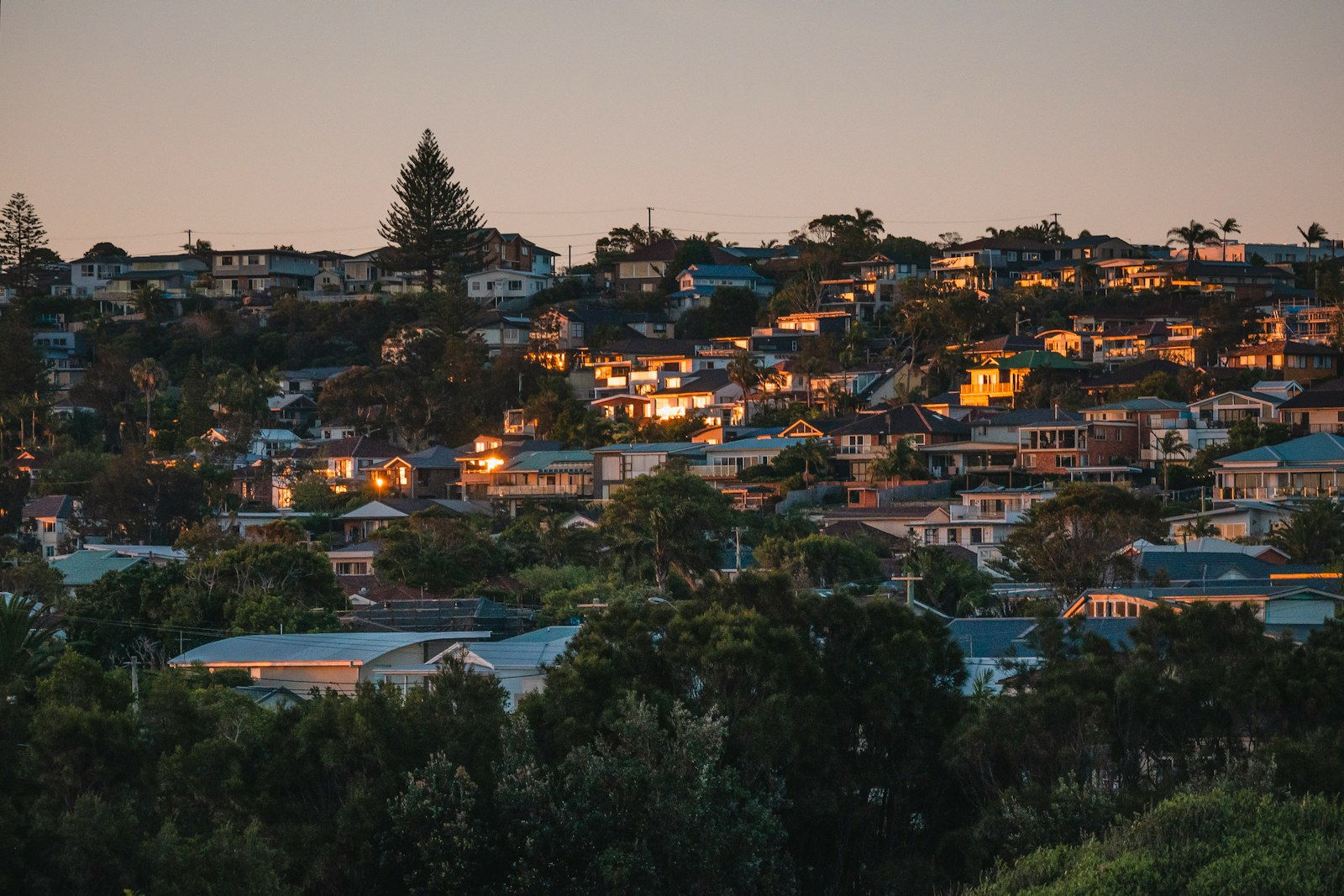 North Shore homes at dusk