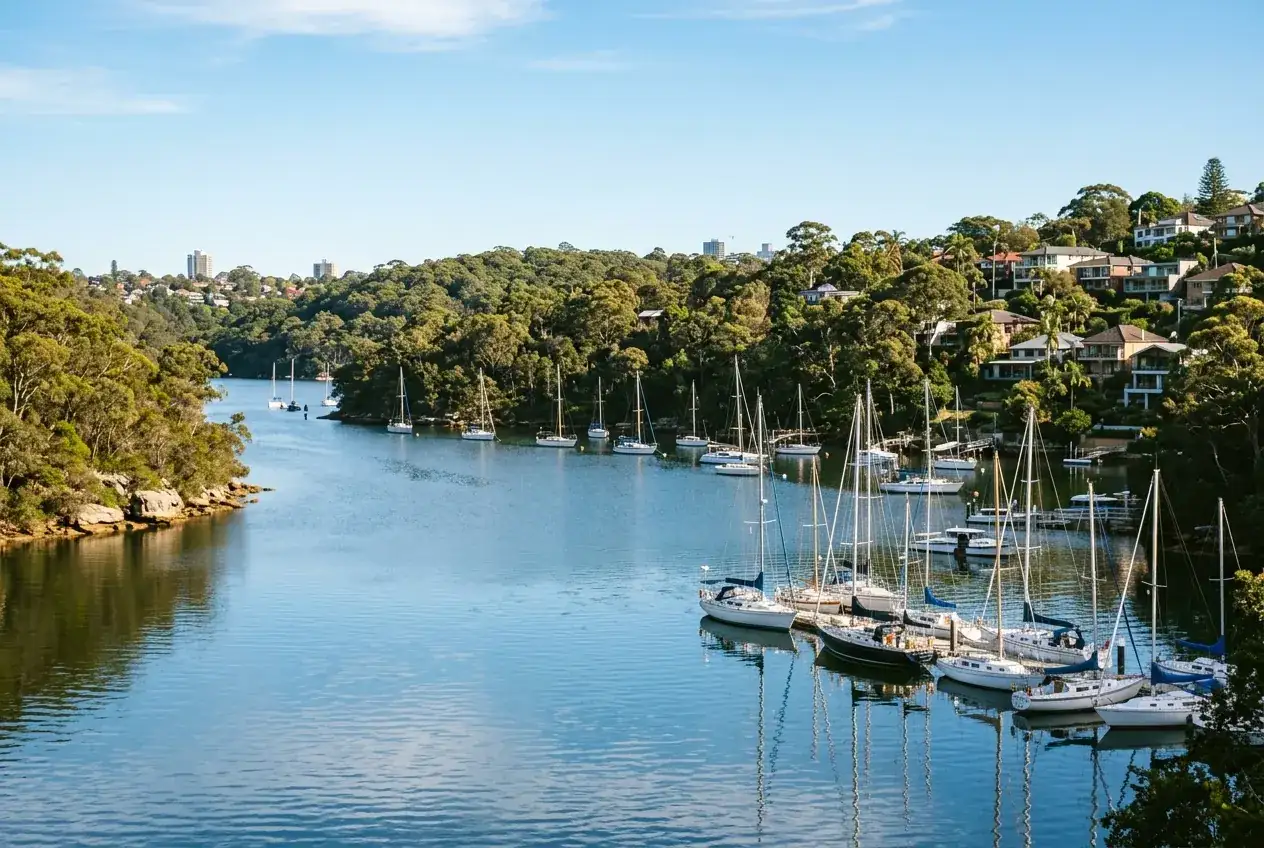 Yachts moored on the Lane Cove River