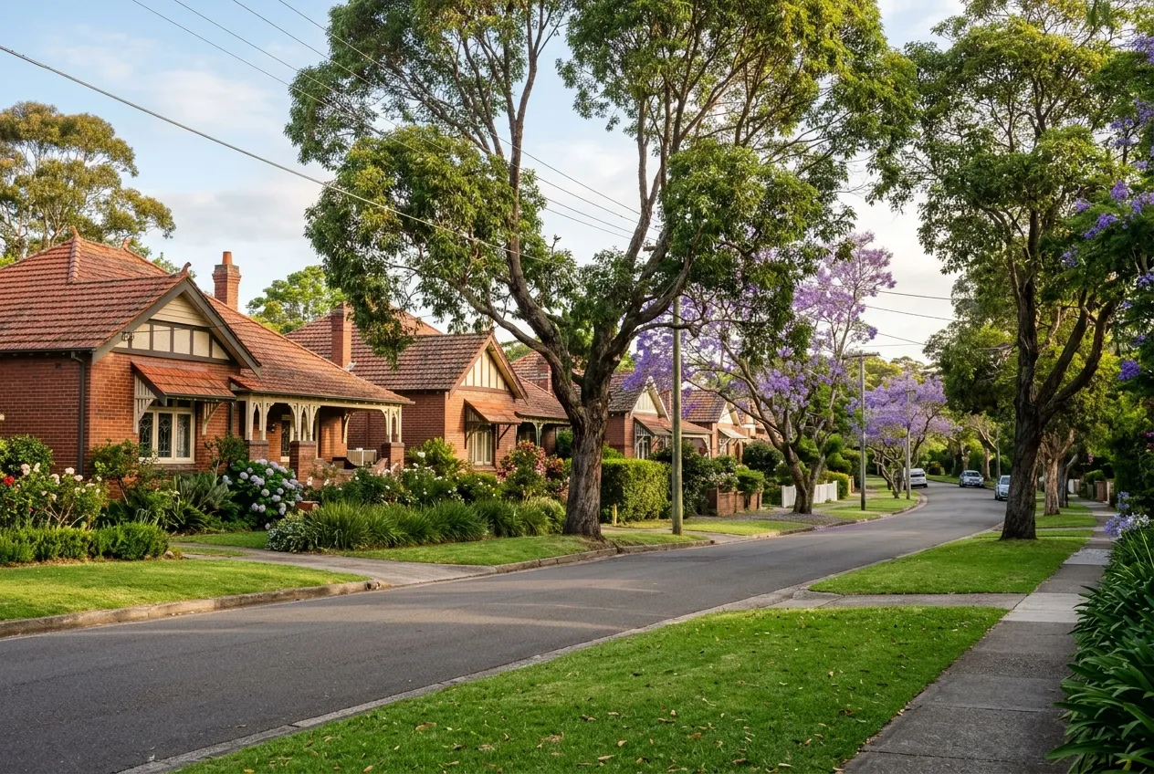 Leafy residential street with Federation homes on Sydney's upper North Shore